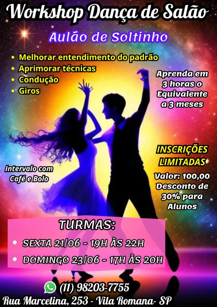 Workshop Dança de Salão com desconto para alunos do Pelezão