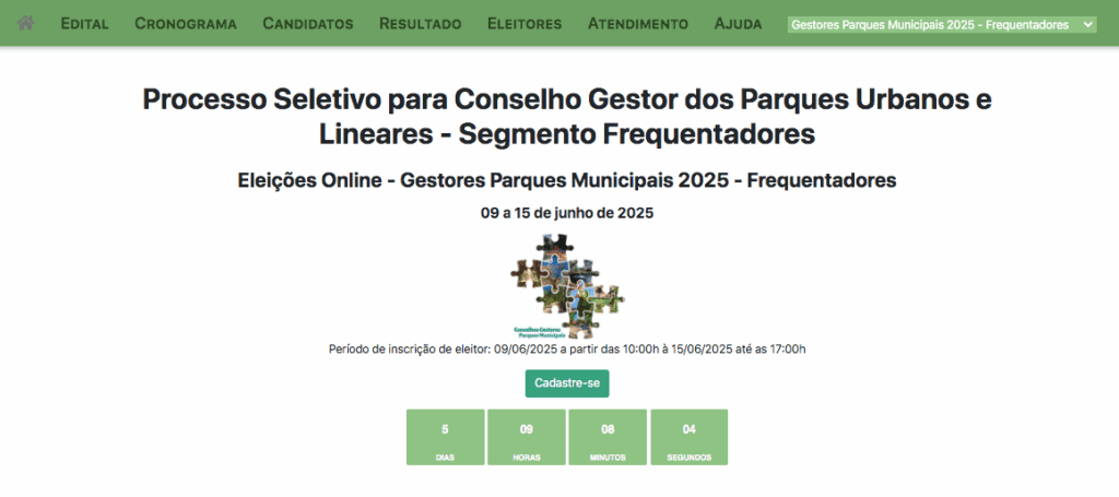 Vote nos Conselhos Gestores dos Parques Municipais para o Biênio 2025/2027