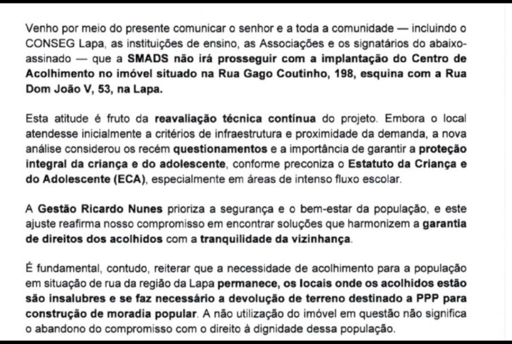 Assistência Social desiste de alugar imóvel no coração da Lapa.